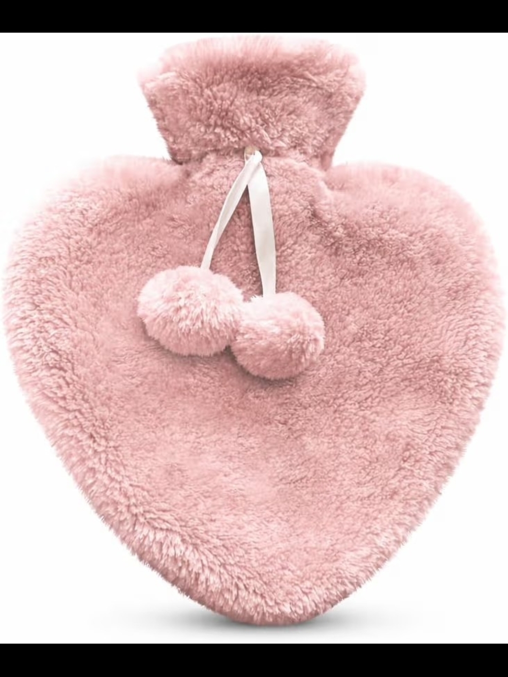 Plush Pink Heart Hot Water Bottle with Pom Pom - Kids Accessories